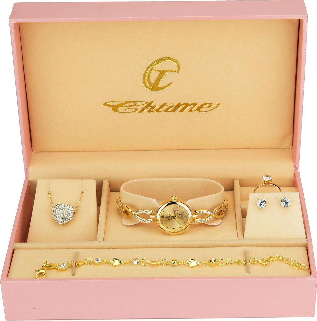 Women's Watch Gift Set - Necklace Ring Earrings Bracelet