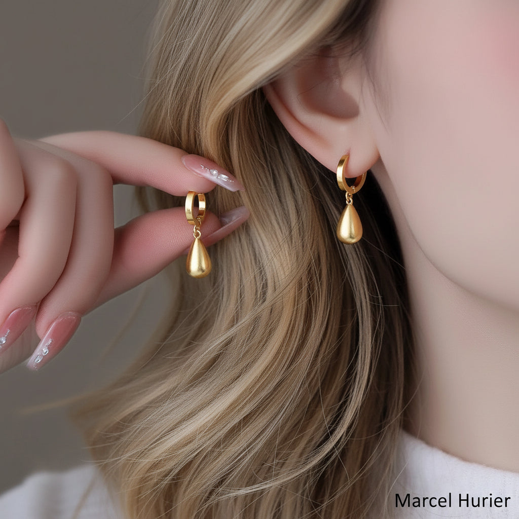 Boucles d'oreilles Sarah en goutte d'eau plaqué or de 18 carats